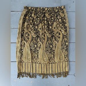 Elegant Black and Gold Paisley Skirt plus size